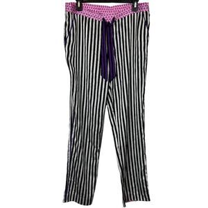 JUICY COUTURE Black White Pink Purple Satin Pajama Pants Loungewear Sleep sz M